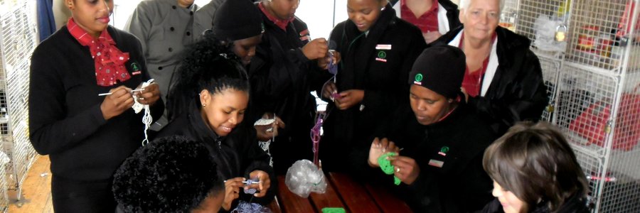  Hierdie groep entoesiastiese â€œhekeldamesâ€ van Gansbaai Superspar is hard aan die werk vir 2016 se Mandeladag.